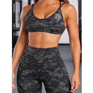 Gymshark Women's Black Camo Light Support Legacy Sports Bra Size S NWT